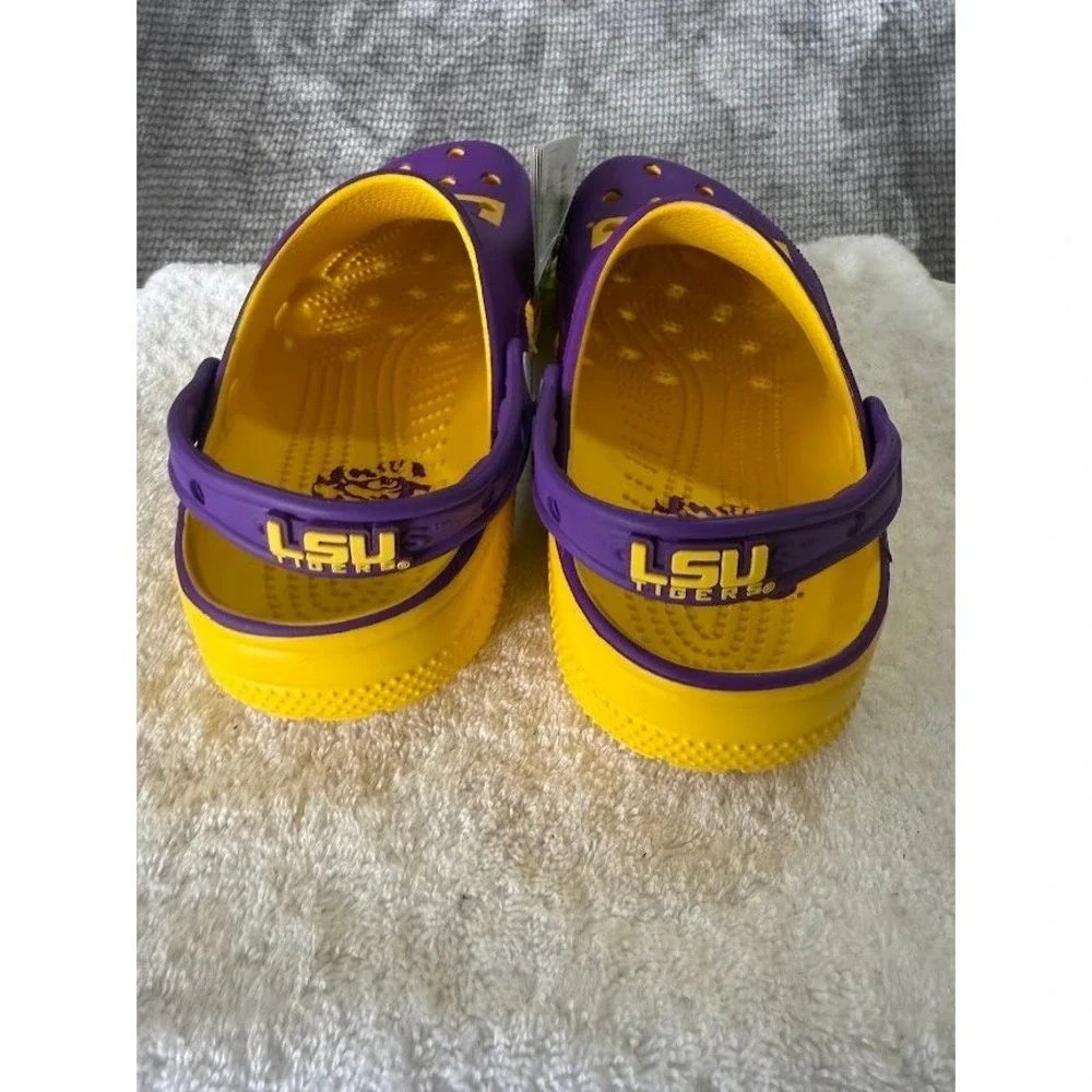 Crocs LSU Tigers Classic Clog Purple Yellow Mens 7‎ Womens 9 NCAA 205878-75Y NWT